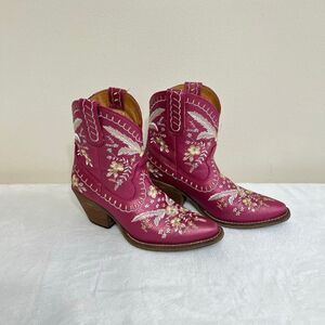 Dingo Pink Primrose Floral Embroidery Western Boots 7 Women